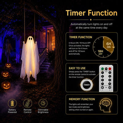 SpookyGhost remote timer and dimmable lighting features